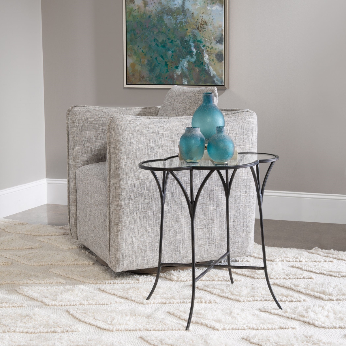 Picture of 212 Main 25368 27 x 28.5 x 18.5 in. Adhira Glass Accent Table