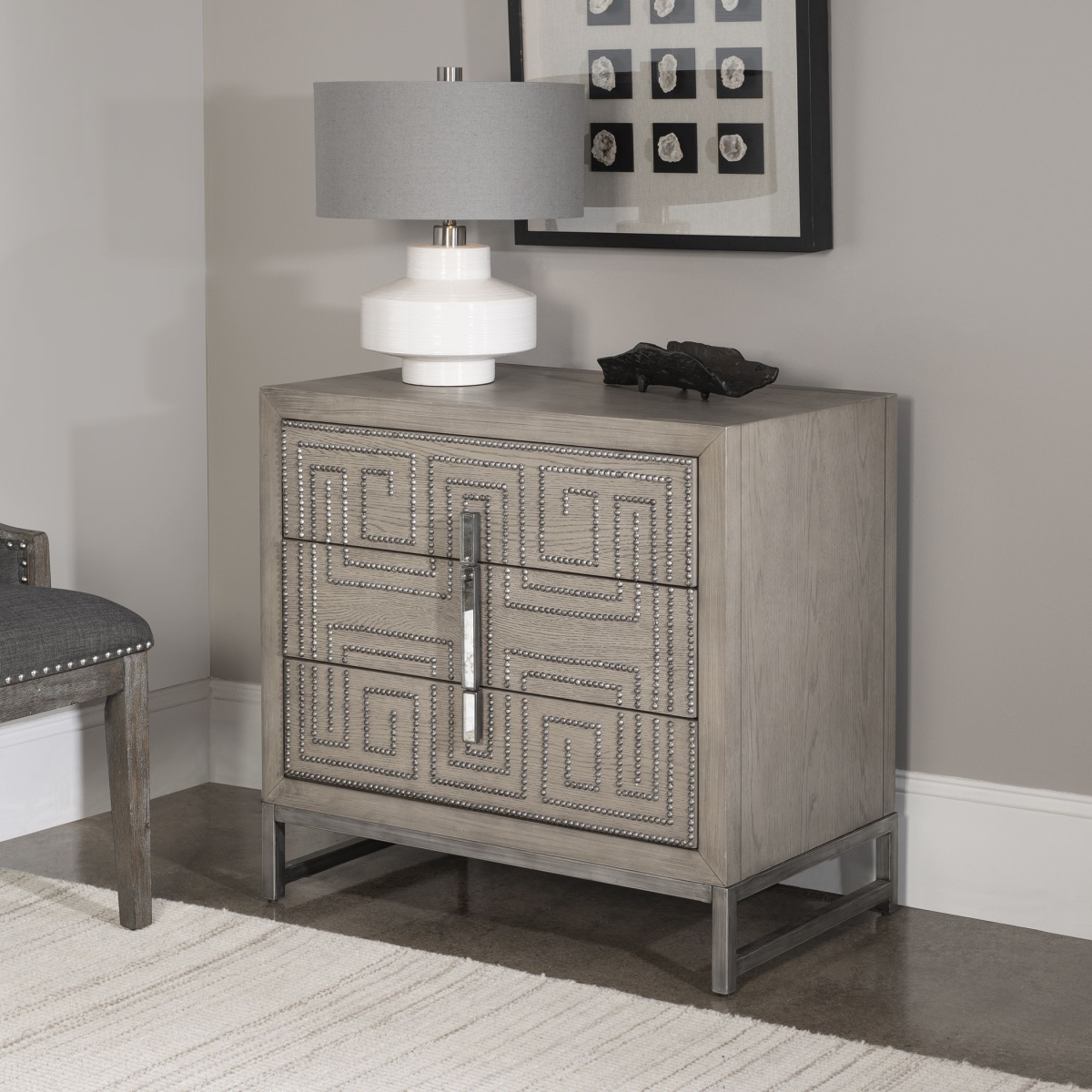 Picture of 212 Main 25369 24 x 40 x 41 in. Devya Oak Accent Chest  Gray
