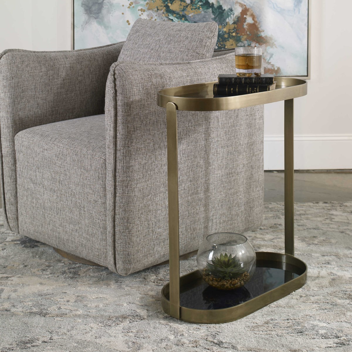 Picture of 212 Main 25081 Adia Antique Side Table  Gold