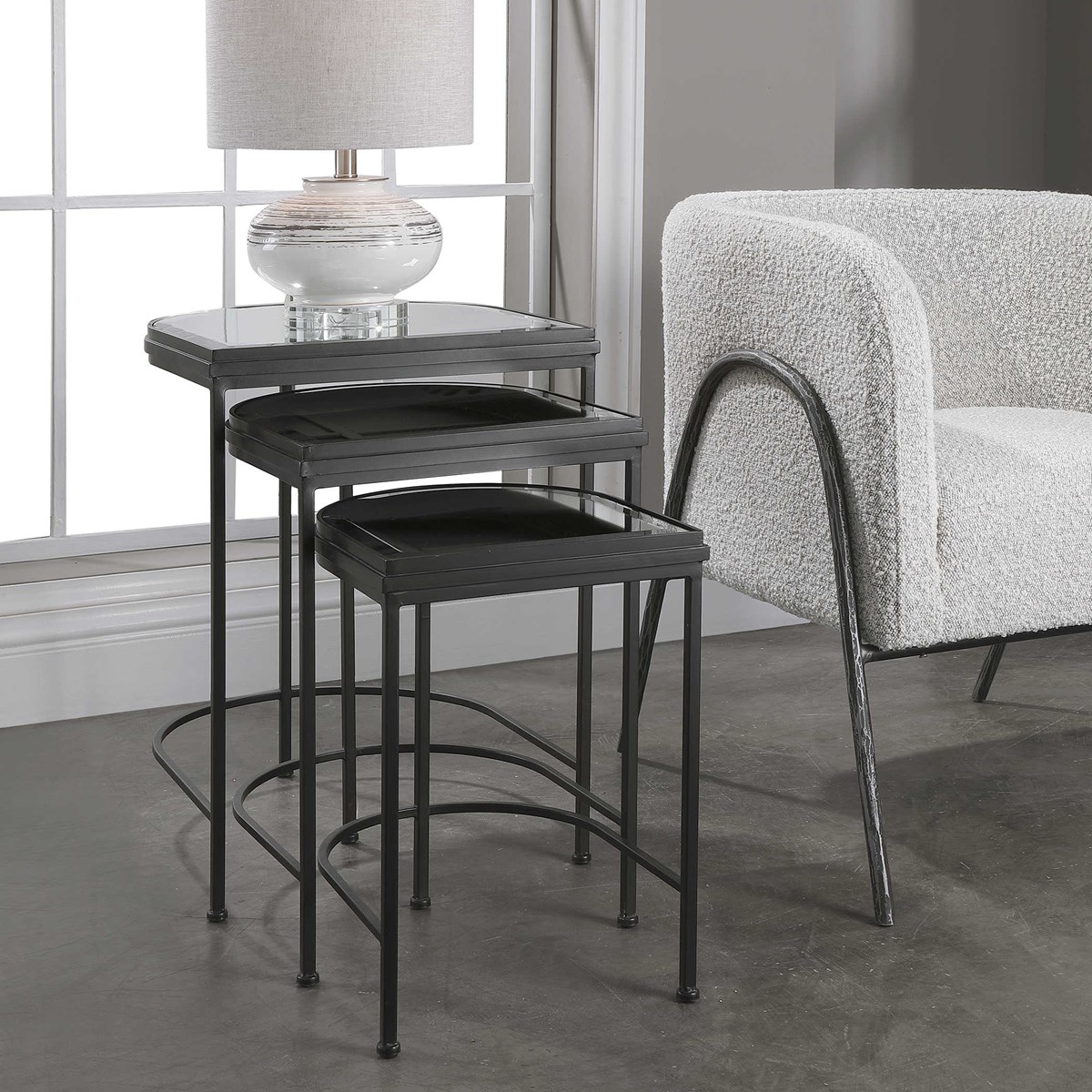 Picture of 212 Main 24965 28 x 23 x 21.625 in. India Nesting Tables  Black - Set of 3