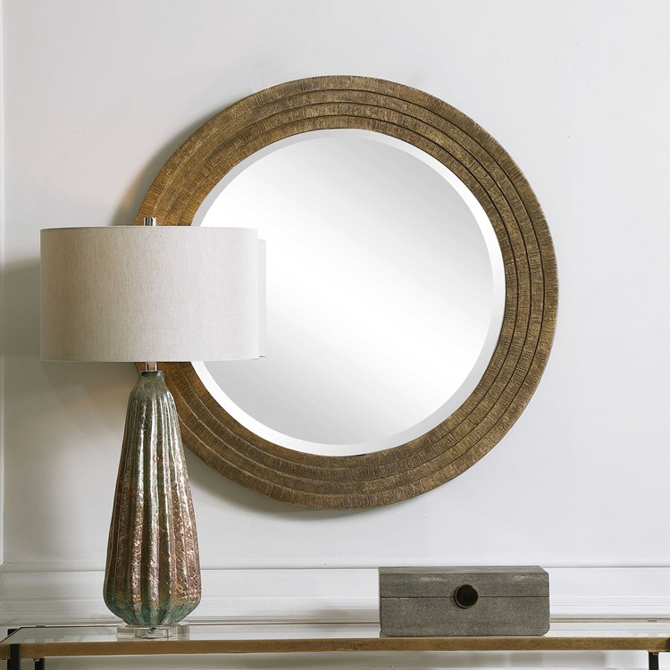 Picture of 212 Main 09647 40 x 40 x 4.25 in. Relic Aged Round Mirror  Gold