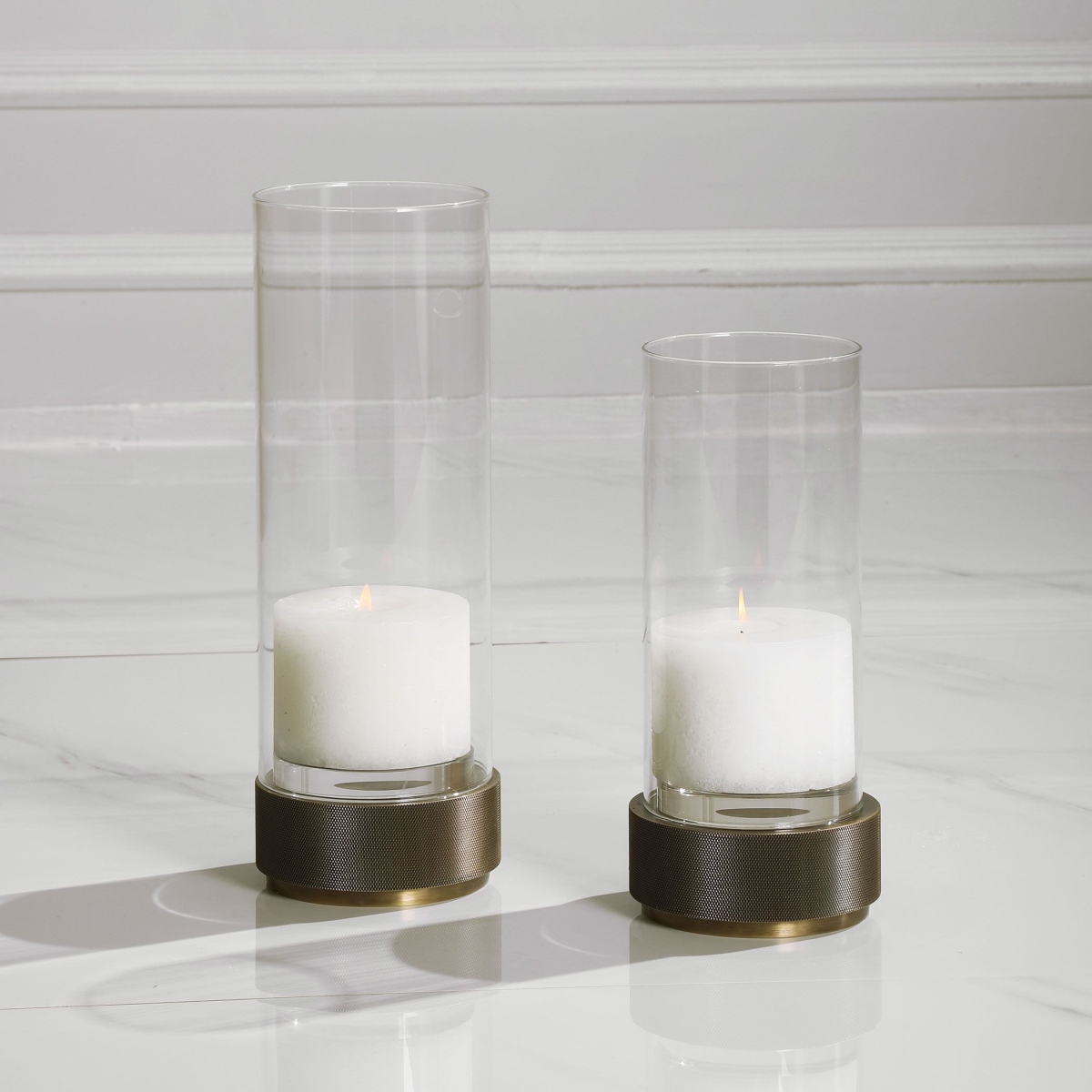 Picture of 212 Main 17881 Sandringham Brushed Brass Candleholder - Set of 2