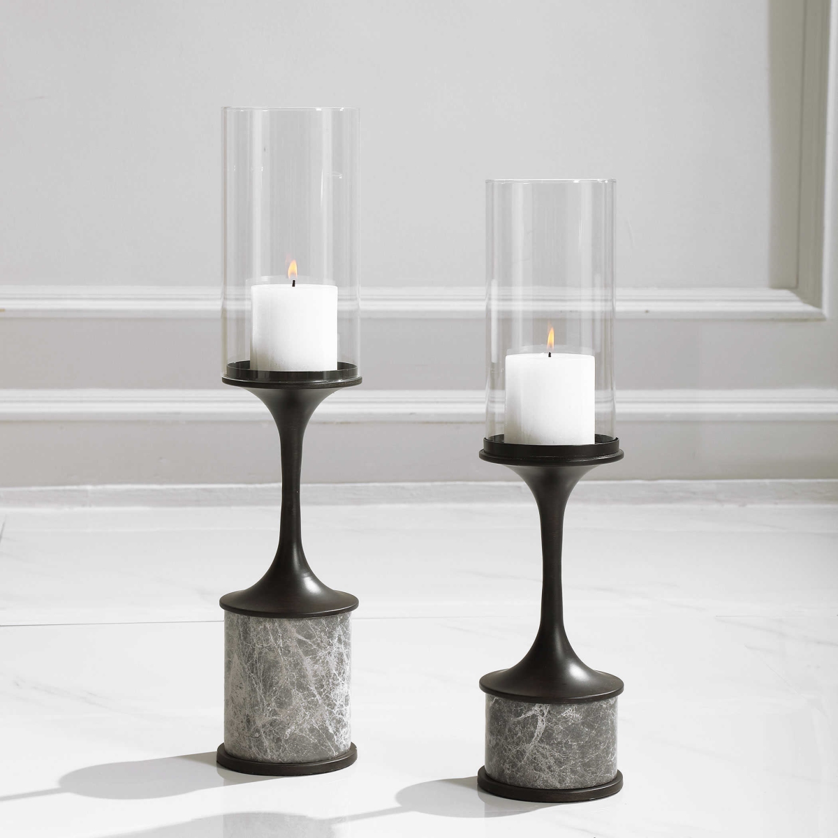 Picture of 212 Main 17882 15.25 x 7.75 x 31.5 in. Deane Marble Candle Holders - Set of 2