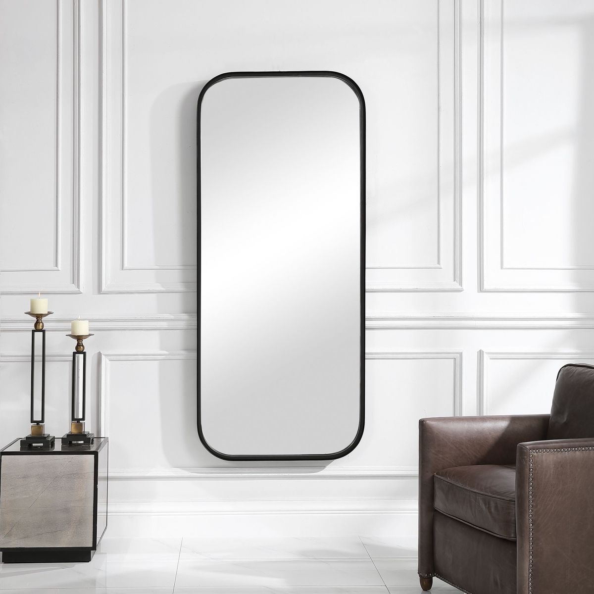 09701 Concord Black Tall Iron Mirror  78.25 x 4.75 x 39.5 in.