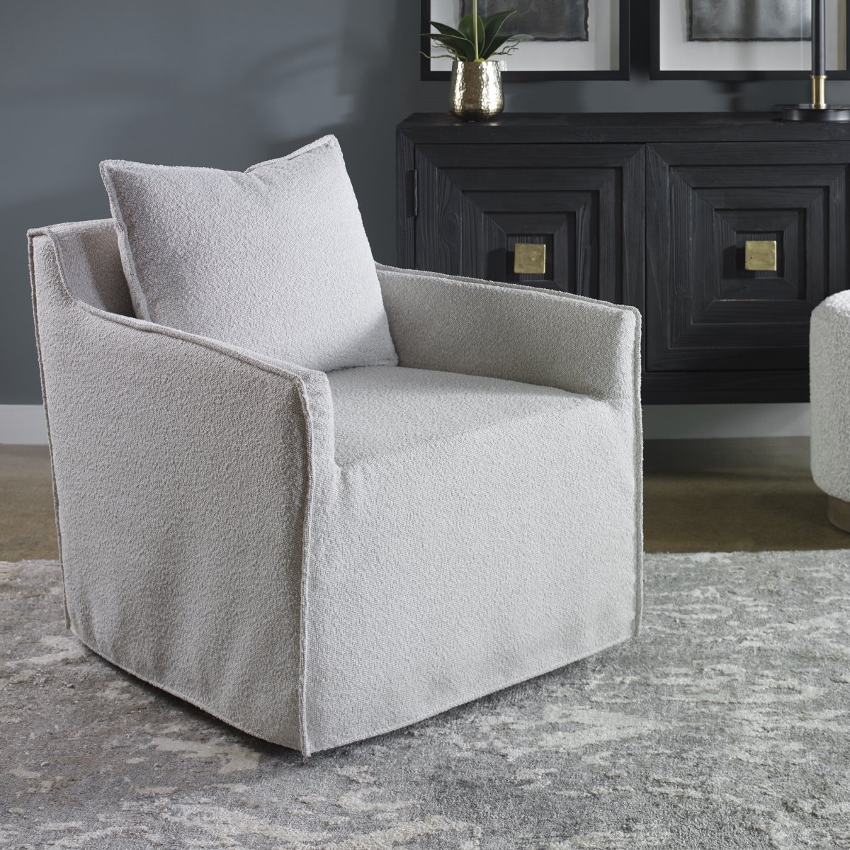 23658 28 x 33 x 30 in. Welland Swivel Chair, Gray -  Uttermost, UTRMST5345