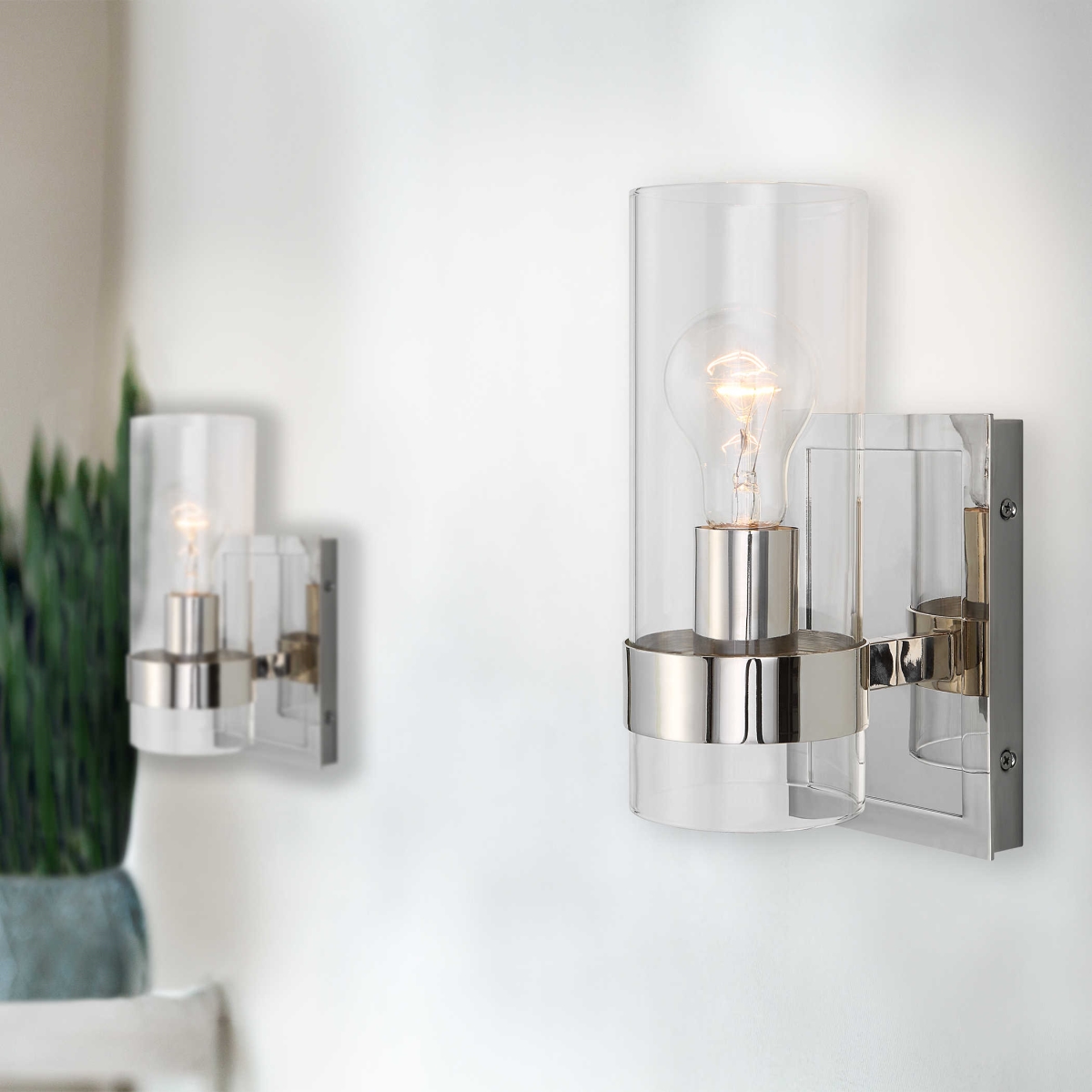 Picture of Uttermost 22550 Cardiff 1 Light Cylinder Sconce, Polished Nickel