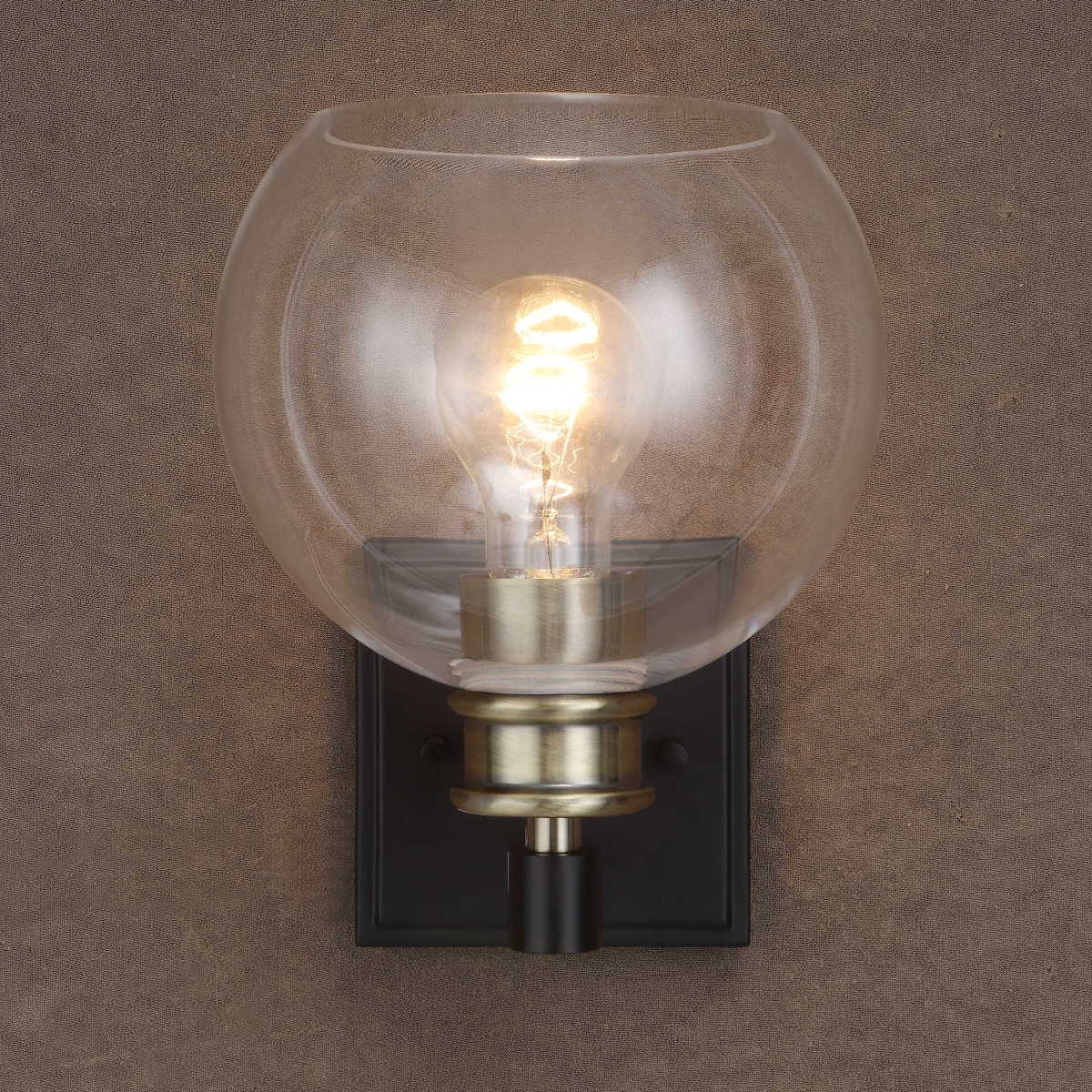 Picture of Uttermost 22552 Kent Edison 1 Light Sconce&#44; Textured Black & Antique Brass