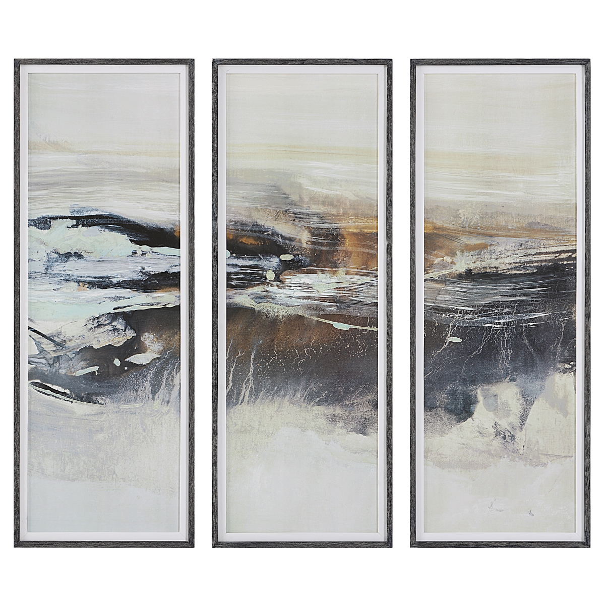 41444 Graphite Horizon Framed Print - Set of 3