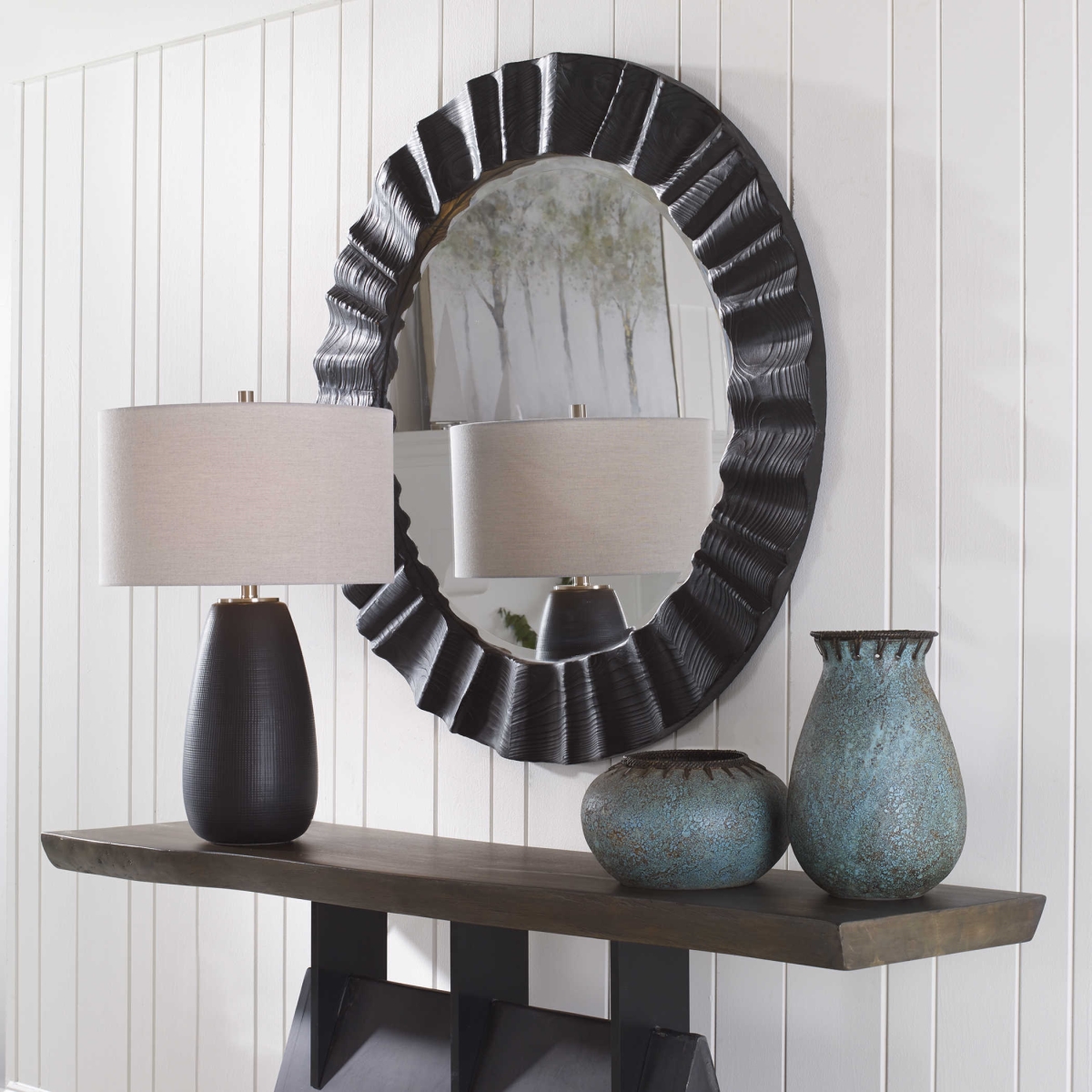 09798 Uttermost Round Mirror, Dark Espresso