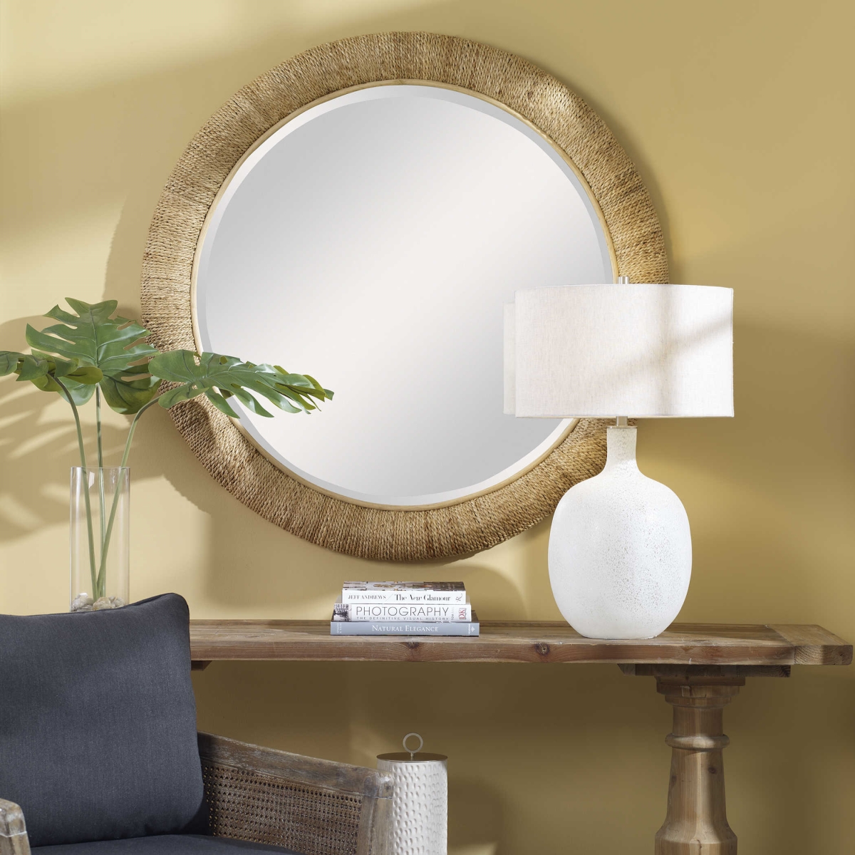 08169 Uttermost Round Mirror, Natural