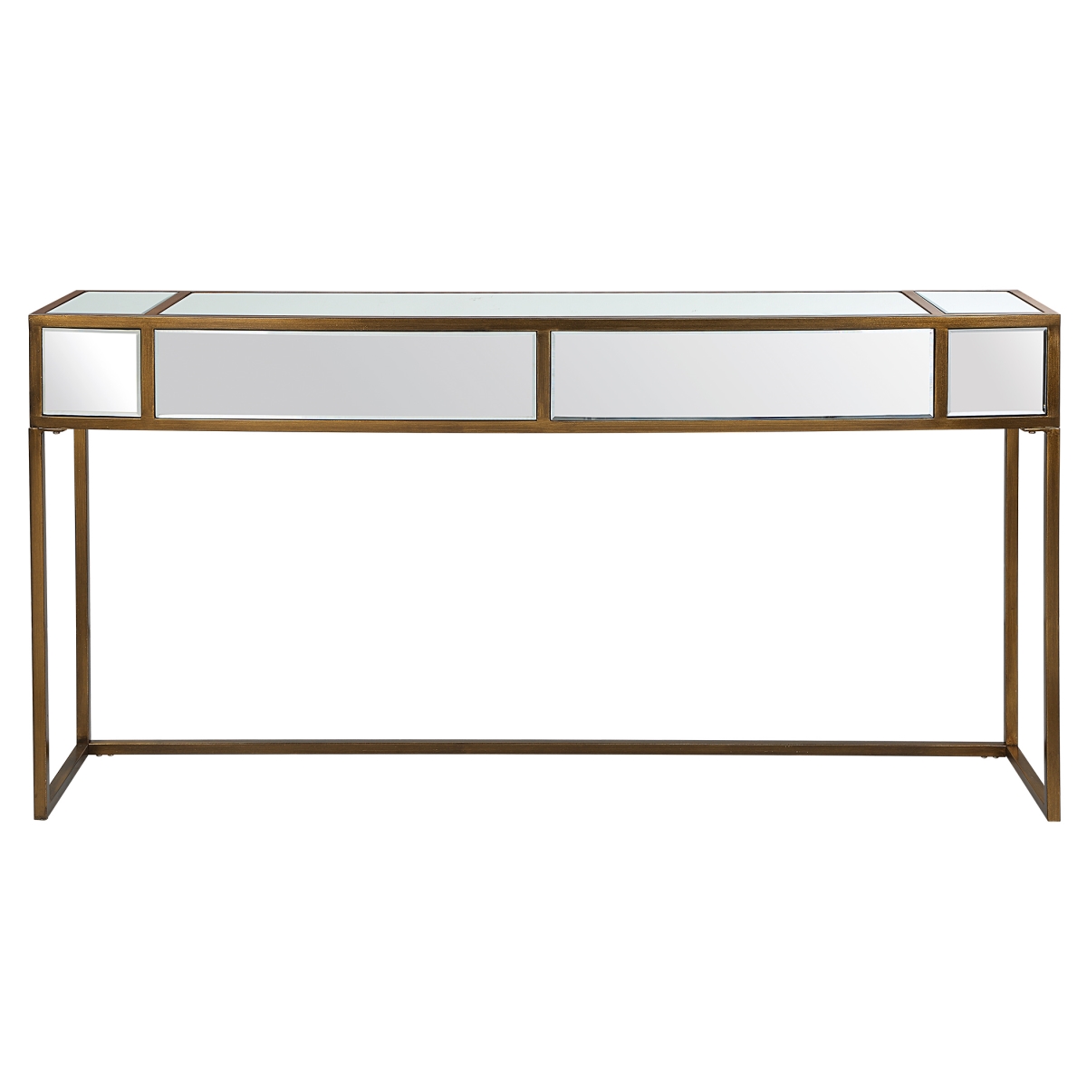 25286 62 in. Reflect Wall Mirrored Console Table, Brushed Aged Gold -  Uttermost