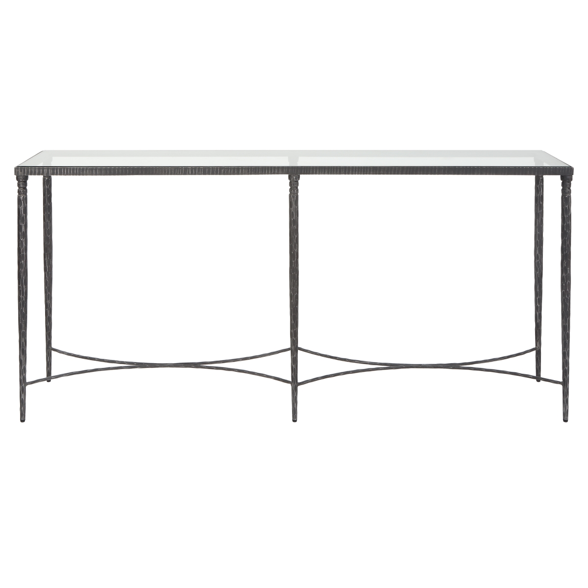 25292 63 in. Washington Console Table, Natural Rustic Black & Clear Glass -  Uttermost
