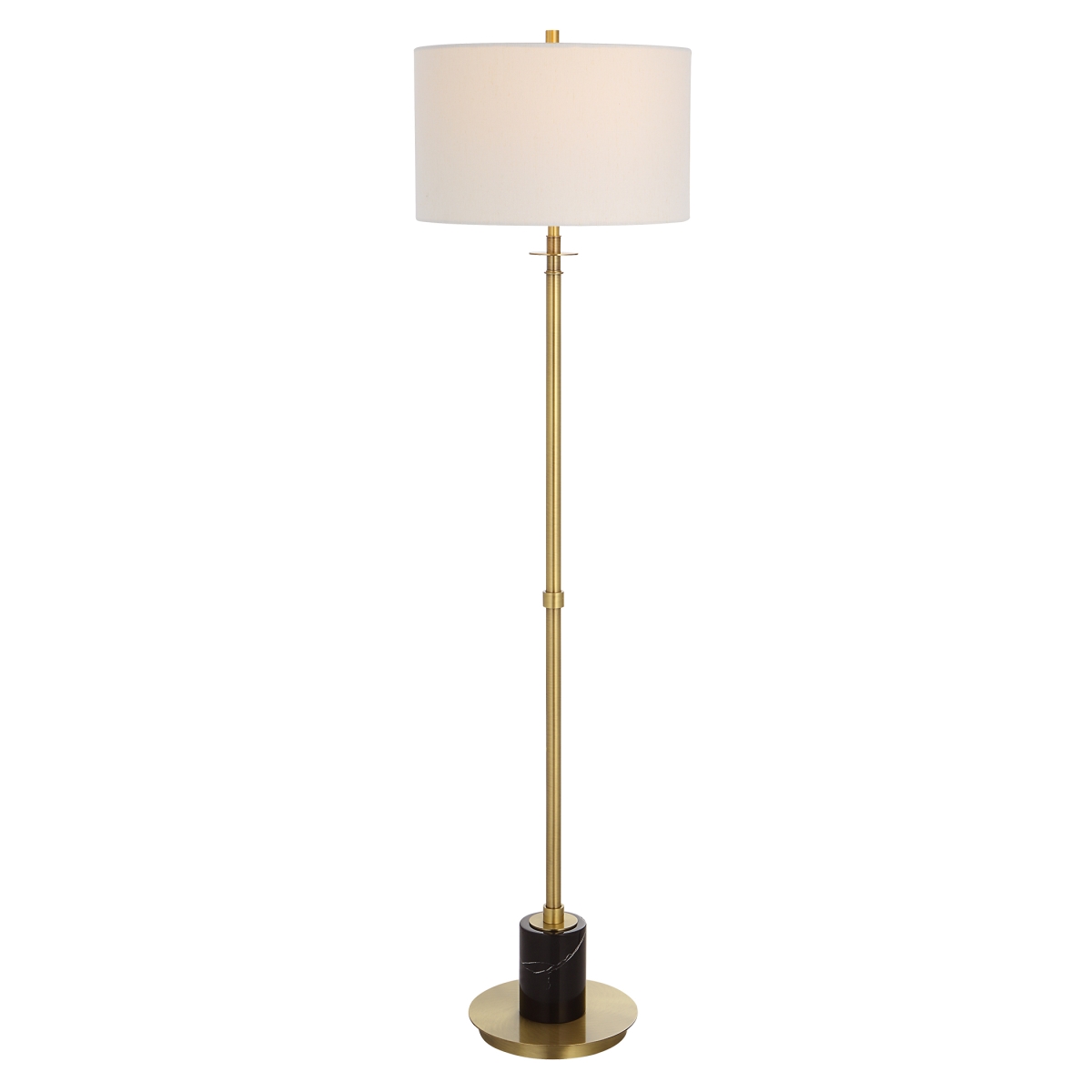 30137-1 65 in. 150W Guard Brass Floor Lamp, Antiqued Plated Brass & Black Marble -  Uttermost