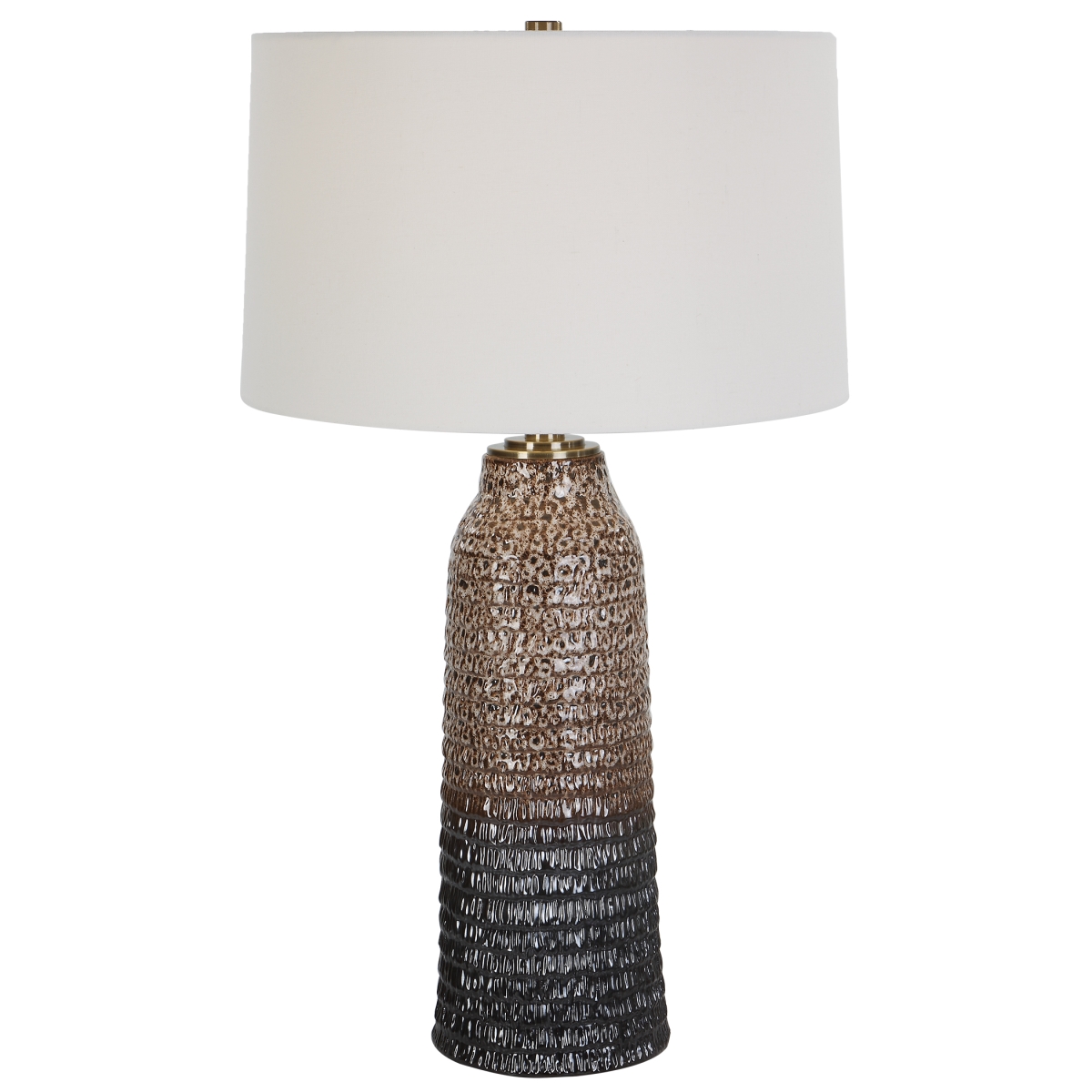 30167 31 in. 150W Padma Mottled Aged Ivory & Dark Chocolate with Brushed Brass Table Lamp -  Uttermost