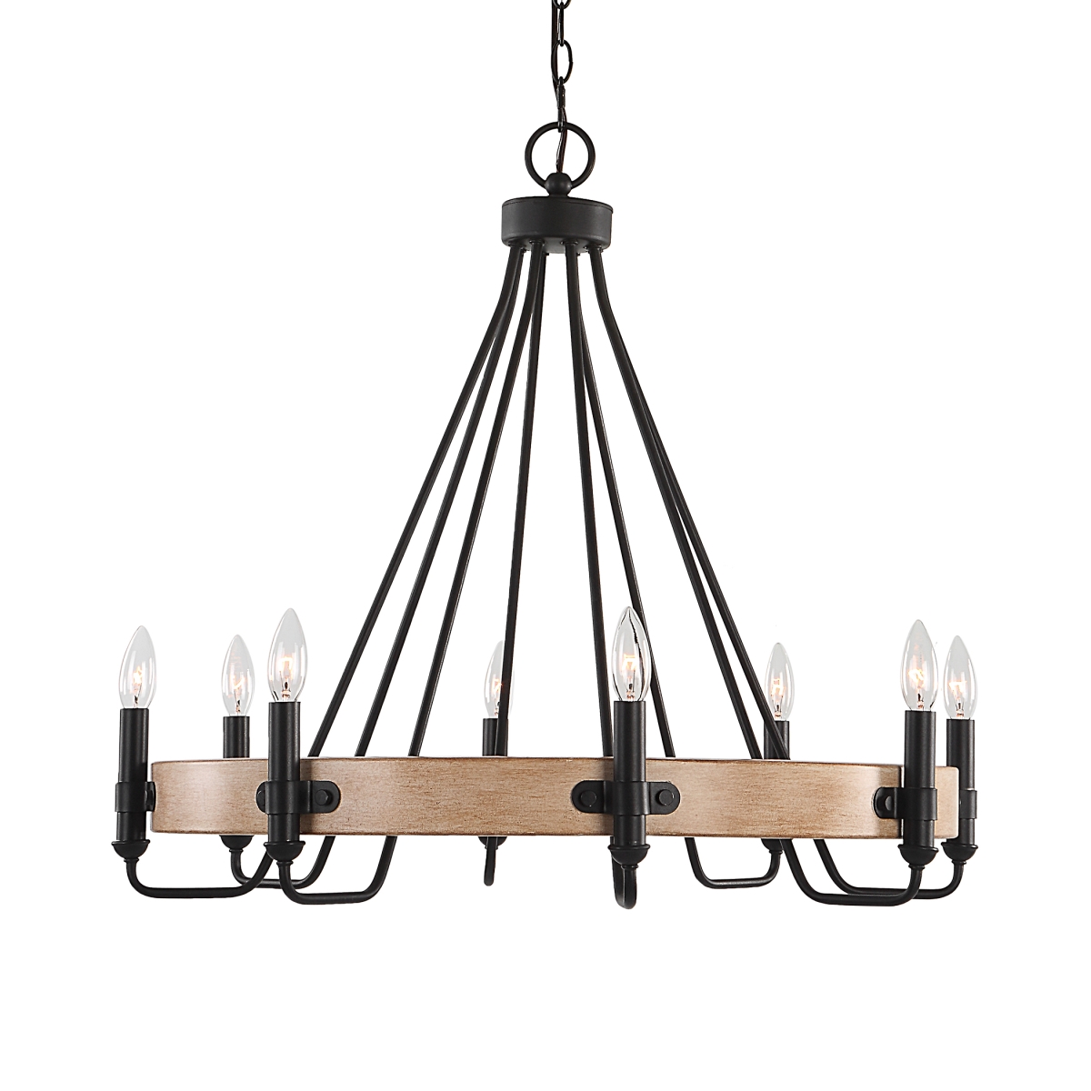 Picture of Uttermost 21356 30 in. Deschutes 8 Light Farmhouse Chandelier&#44; Sanded Black & Faux Painted