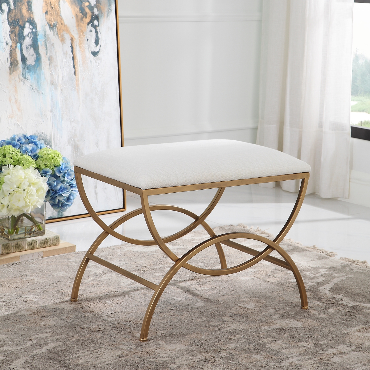 Picture of 212 Main W23007 24 x 19 x 17 in. Accent Stool&#44; Brushed Brass