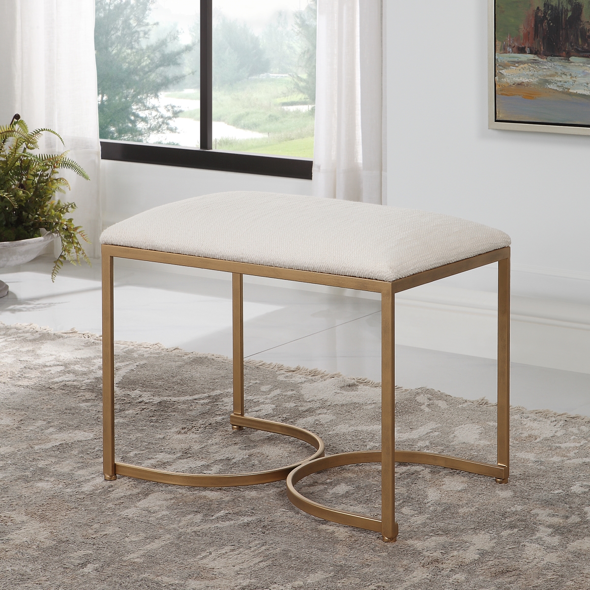 Picture of 212 Main W23008 24 x 19 x 16 in. Accent Bench&#44; Brushed Brass