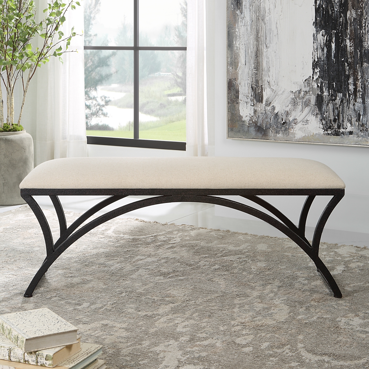 Picture of 212 Main W23010 47 x 19 x 16 in. Textured Rustic Iron Bench&#44; Black