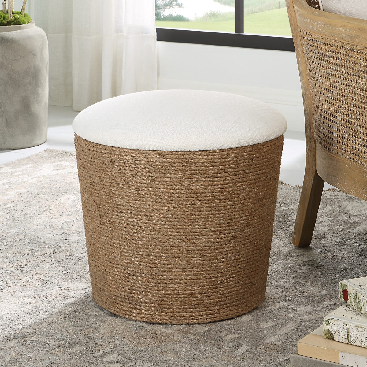 Picture of 212 Main W23012 18 x 18 x 18 in. Accent Stool&#44; off White