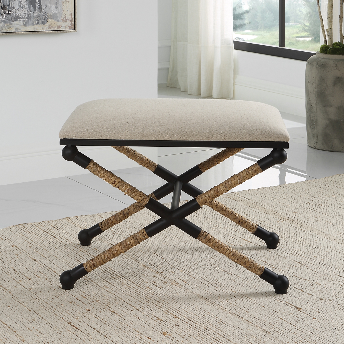 Picture of 212 Main W23015 24 x 19 x 17 in. Grass & Iron Casual Bench&#44; Satin Black