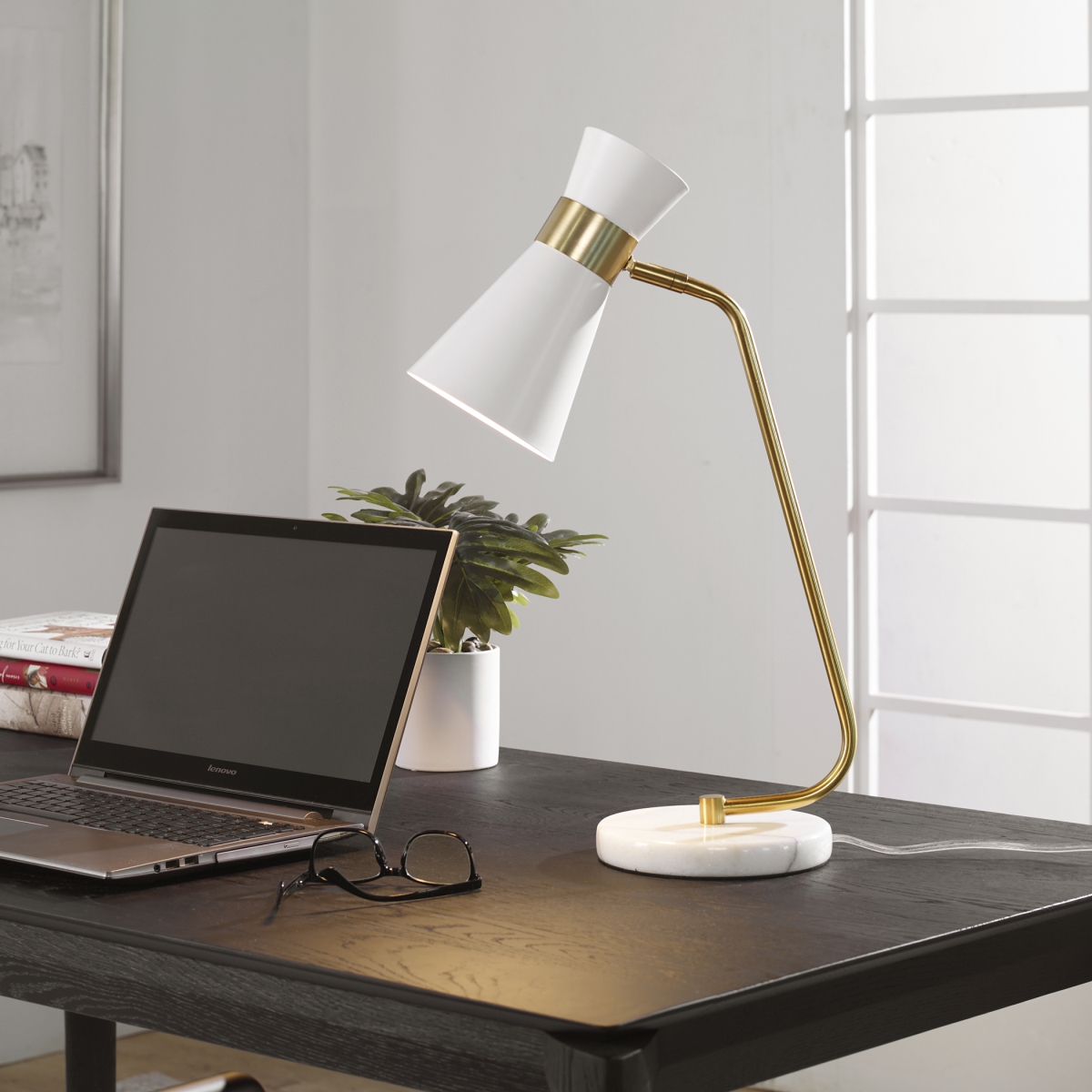 Picture of 212 Main W26105-1 22 x 9 x 6 in. Desk Lamp&#44; Gold & White