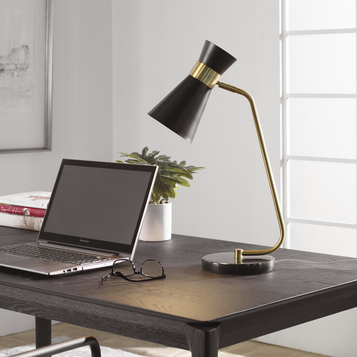 Picture of 212 Main W26106-1 22 x 9 x 6 in. Desk Lamp&#44; Marble Gold & Black
