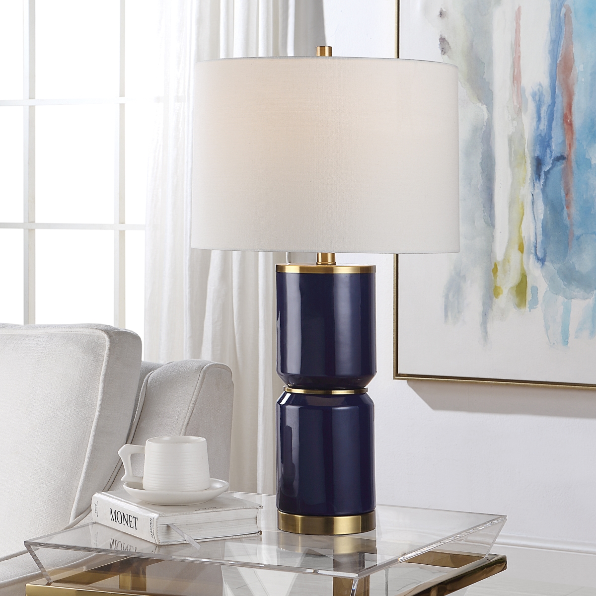 Picture of 212 Main 26 x 10 x 15 in. Table Lamp&#44; Royal Blue Glaze