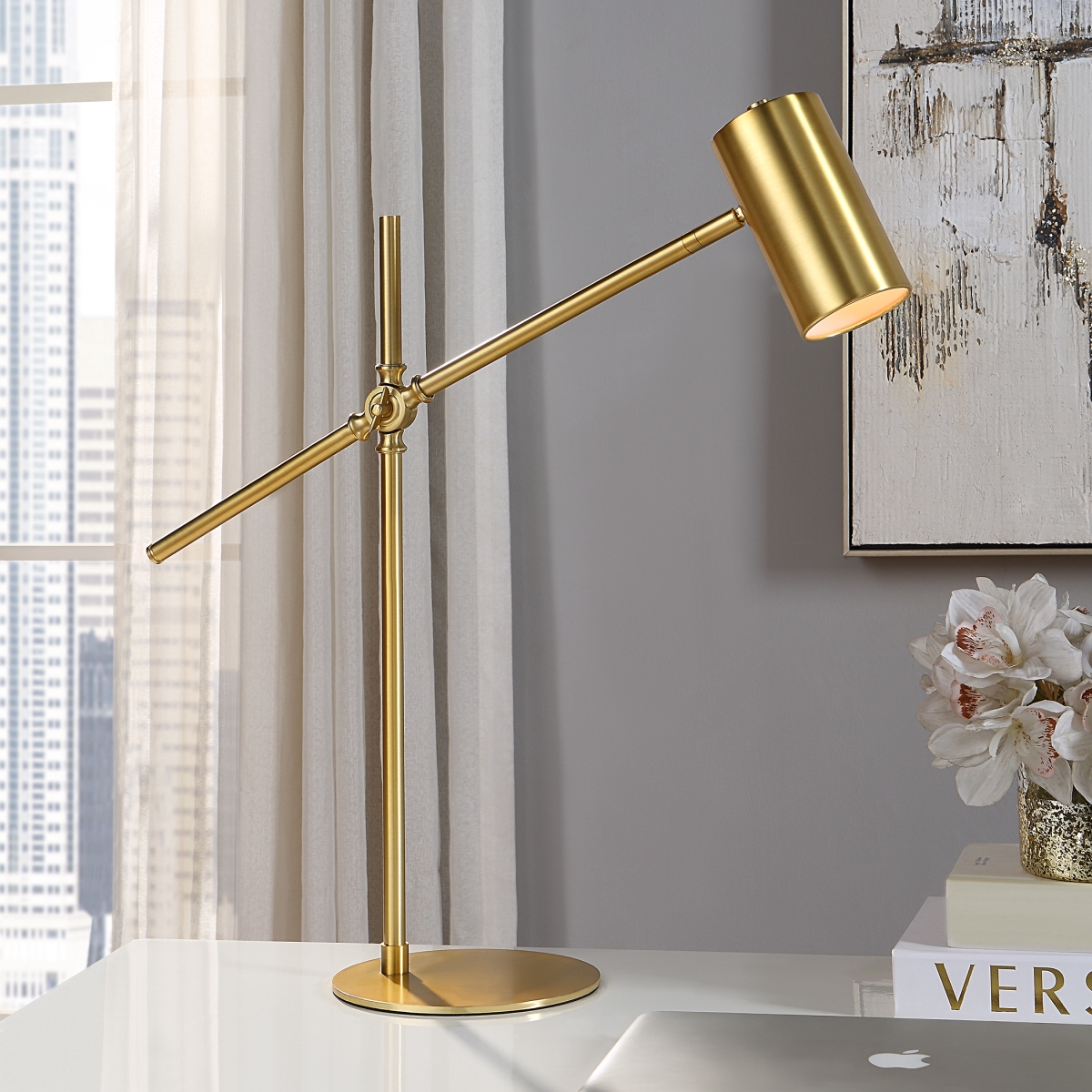 Picture of 212 Main W26111-1 25 x 6 x 3 in. Desk Lamp&#44; Metal Brushed Gold Desk