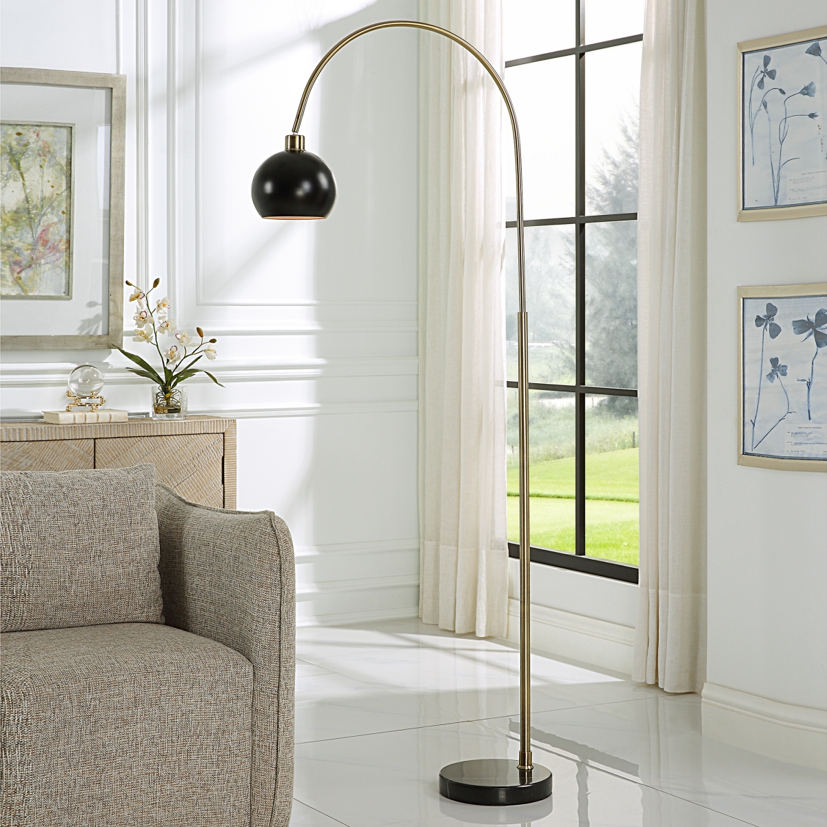 Picture of 212 Main W26120-1 72 x 7 x 8 in. Floor Lamp&#44; Matte Black & Antique Bass