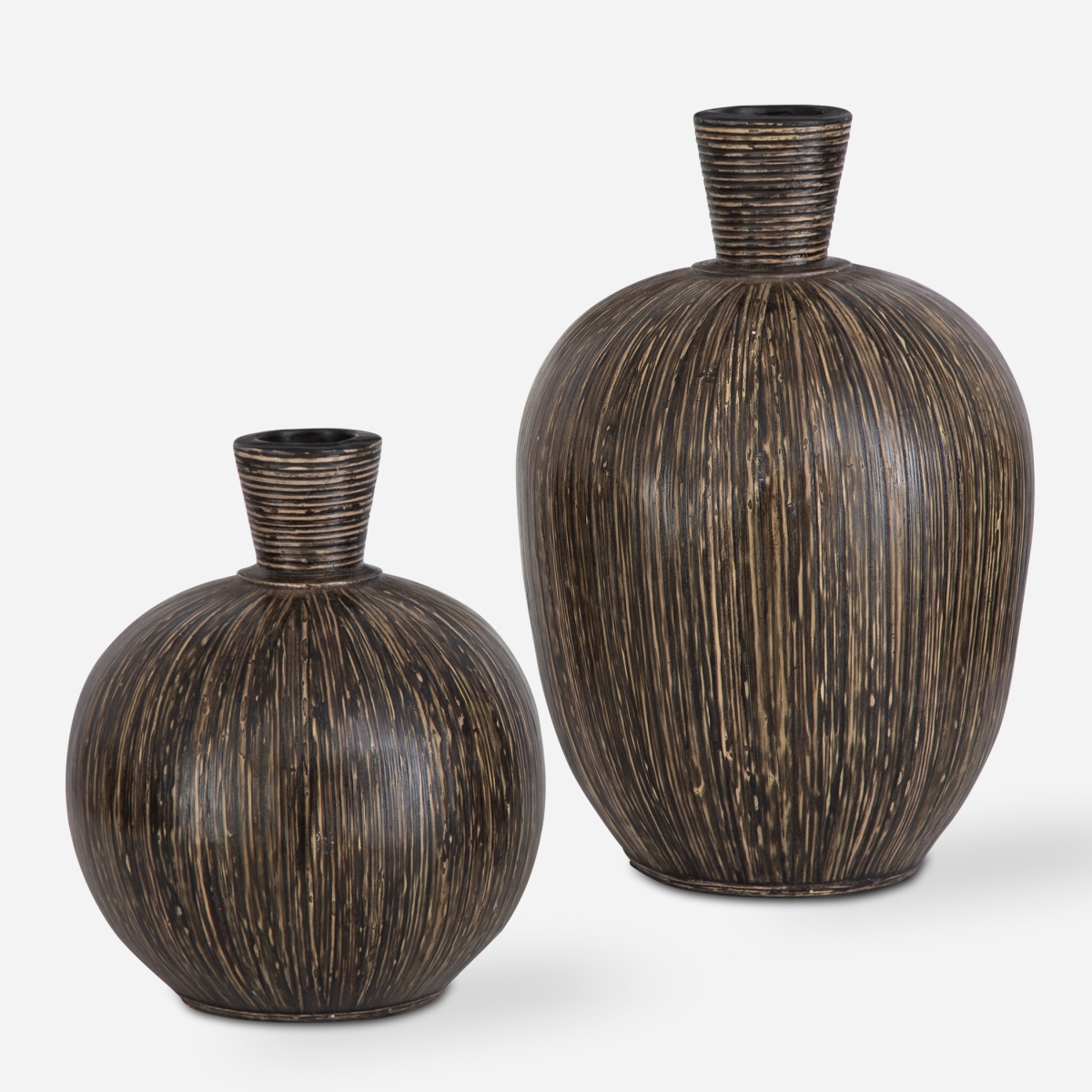 Picture of Uttermost 17116 16 x 11 x 11 in. Islander Black Vase - Set of 2