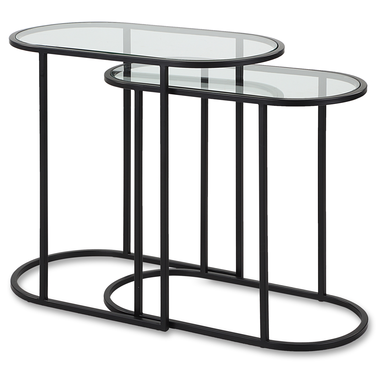 W23034 Iron Matte Black Nesting Table - Set of 2