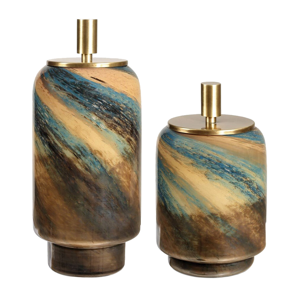 18188 Celestial Tide Glass Containers - Set of 2