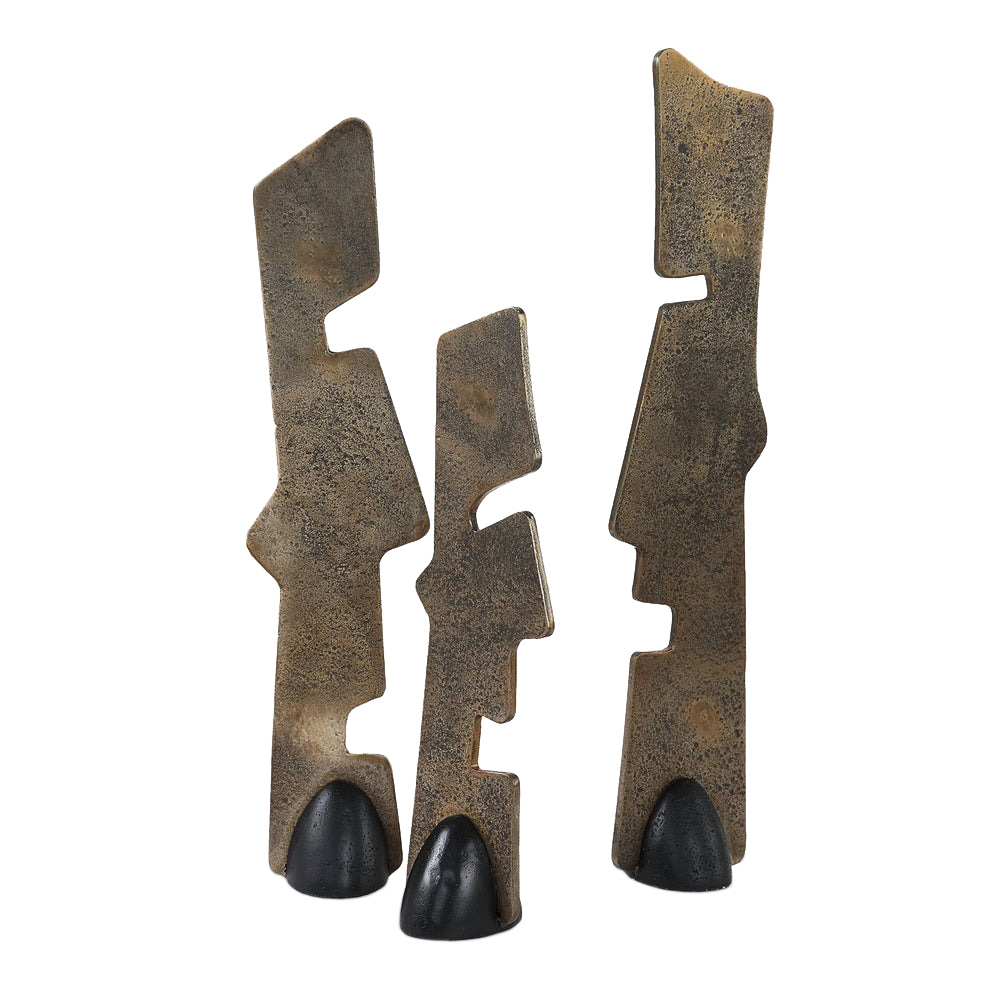 18197 Geometric Echoes Sculptures, Bronze - Set of 3