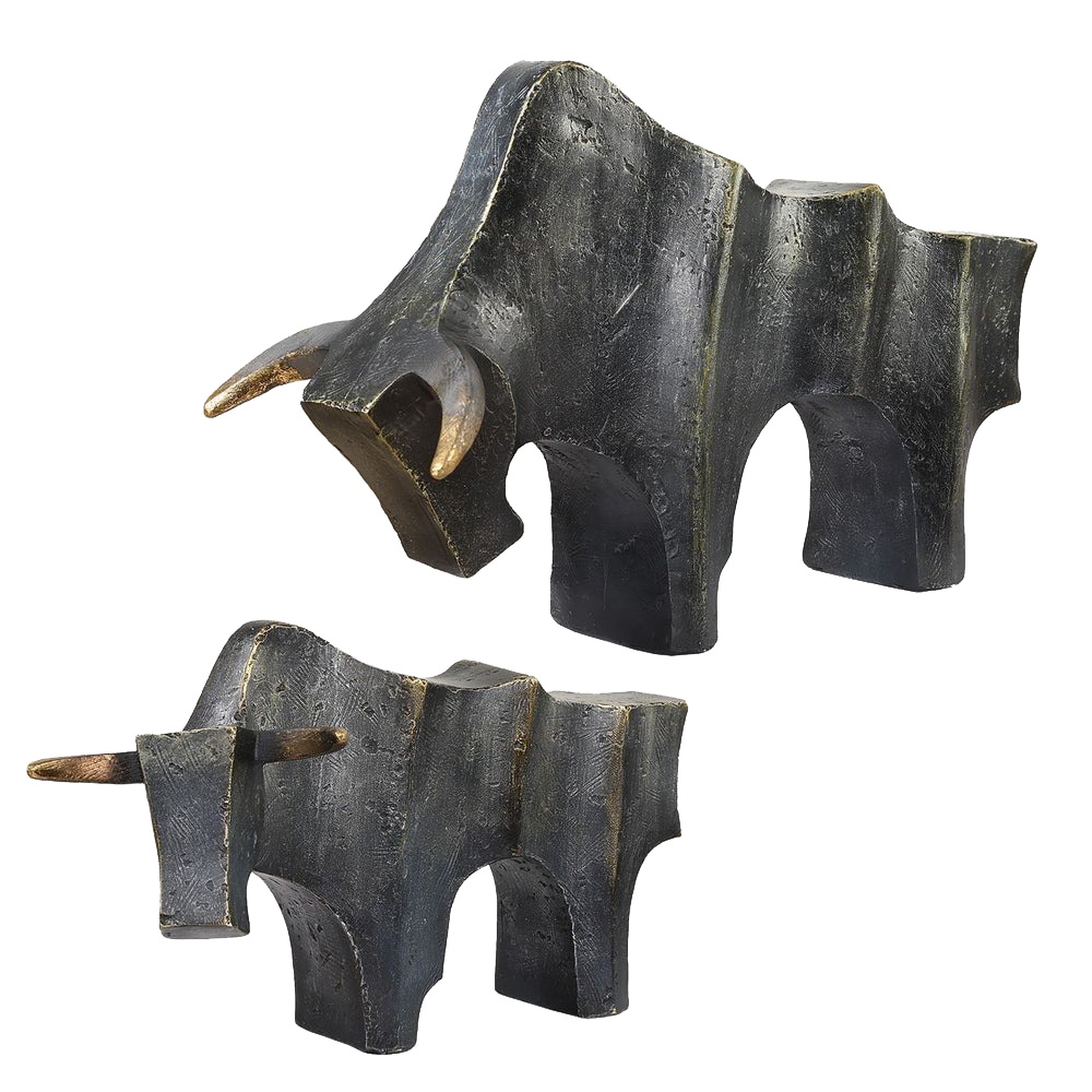 18227 Regal Bull Sculptures, Bronze - Set of 2
