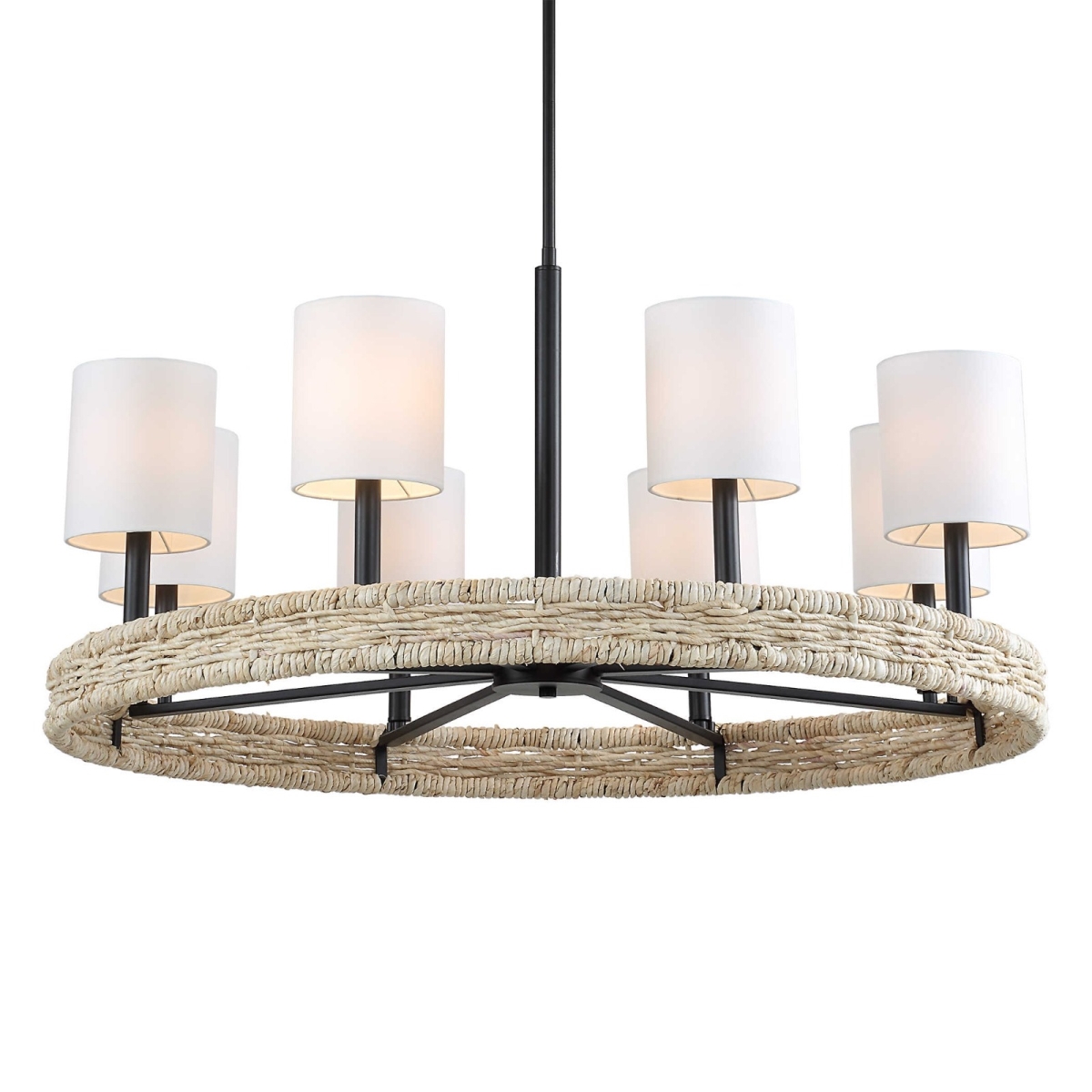 21393 Faiyam 8 Light Rattan Chandelier