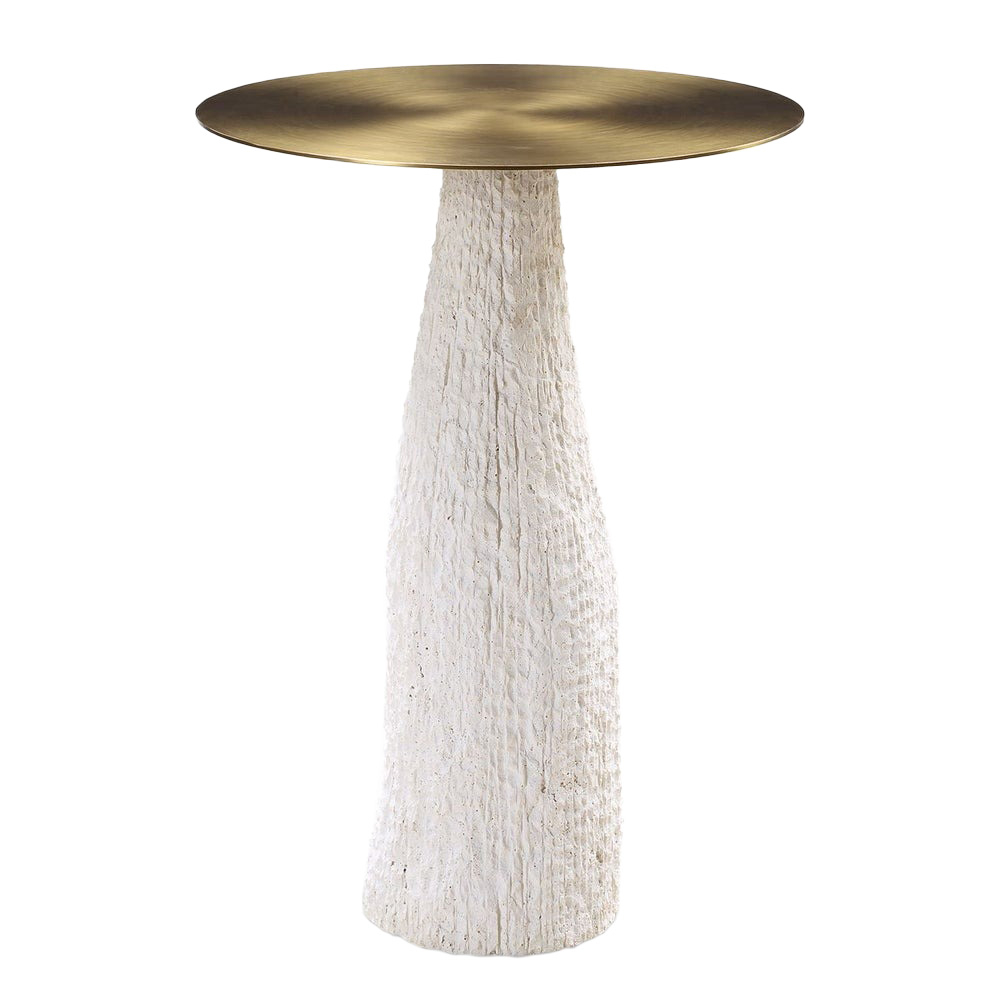 50092 Hollen Stone Accent Table, White