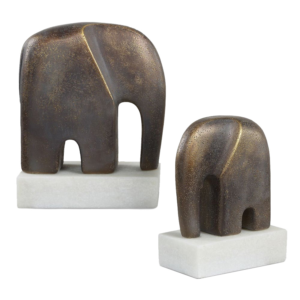 18195 Timeless Tusk Sculptures, Bronze - Set of 2