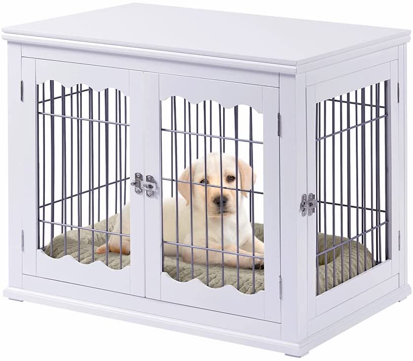 Picture of UniPaws UH5021 Medium Wire Pet Crate with Cushion -  White