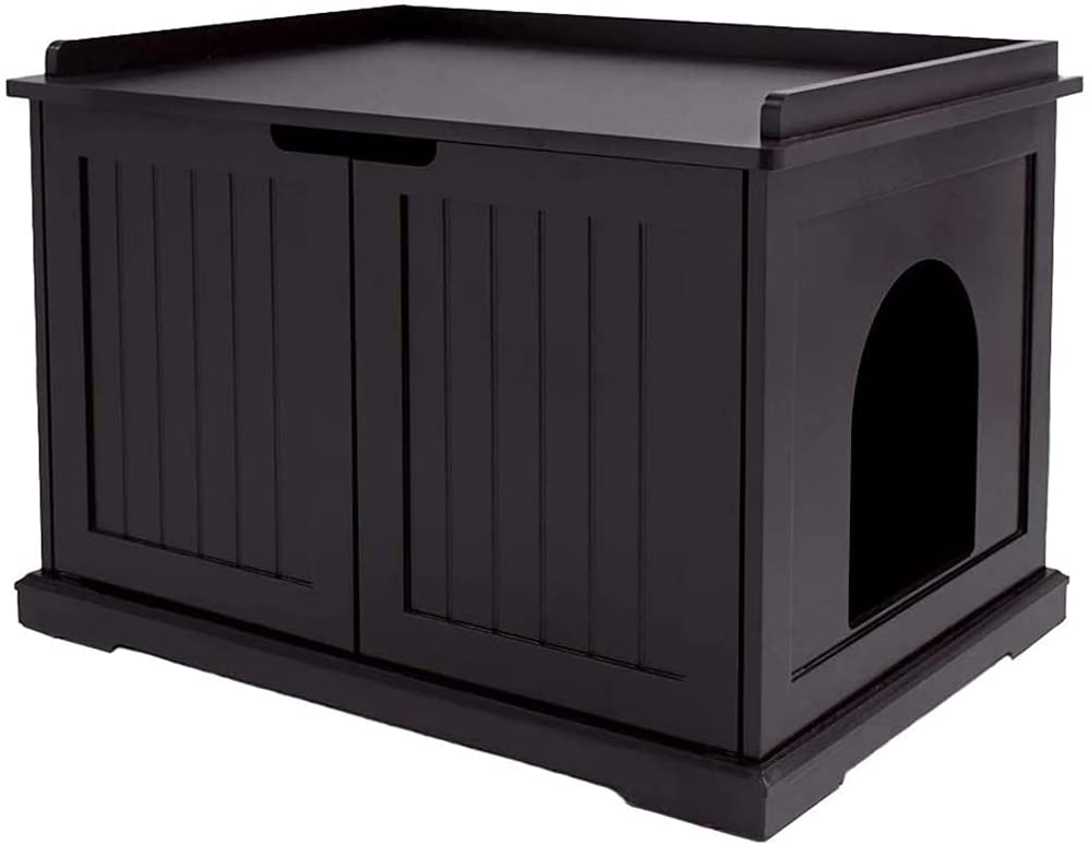Picture of UniPaws UH5036 Large Cat Litter Box Enclosure&#44; Espresso