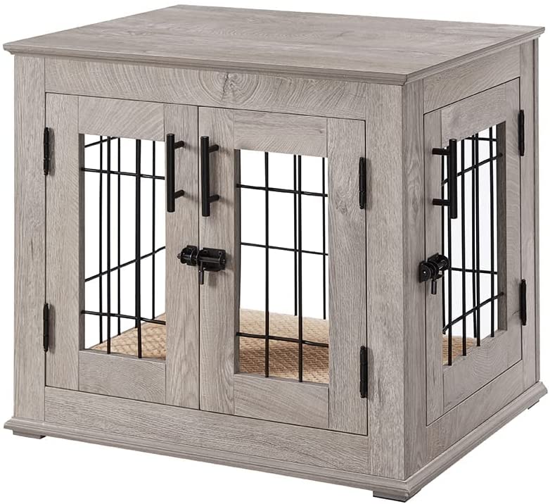 Picture of beeNbkks EV1018 Small Wire Pet Crate with Cushion&#44; Weathered Grey