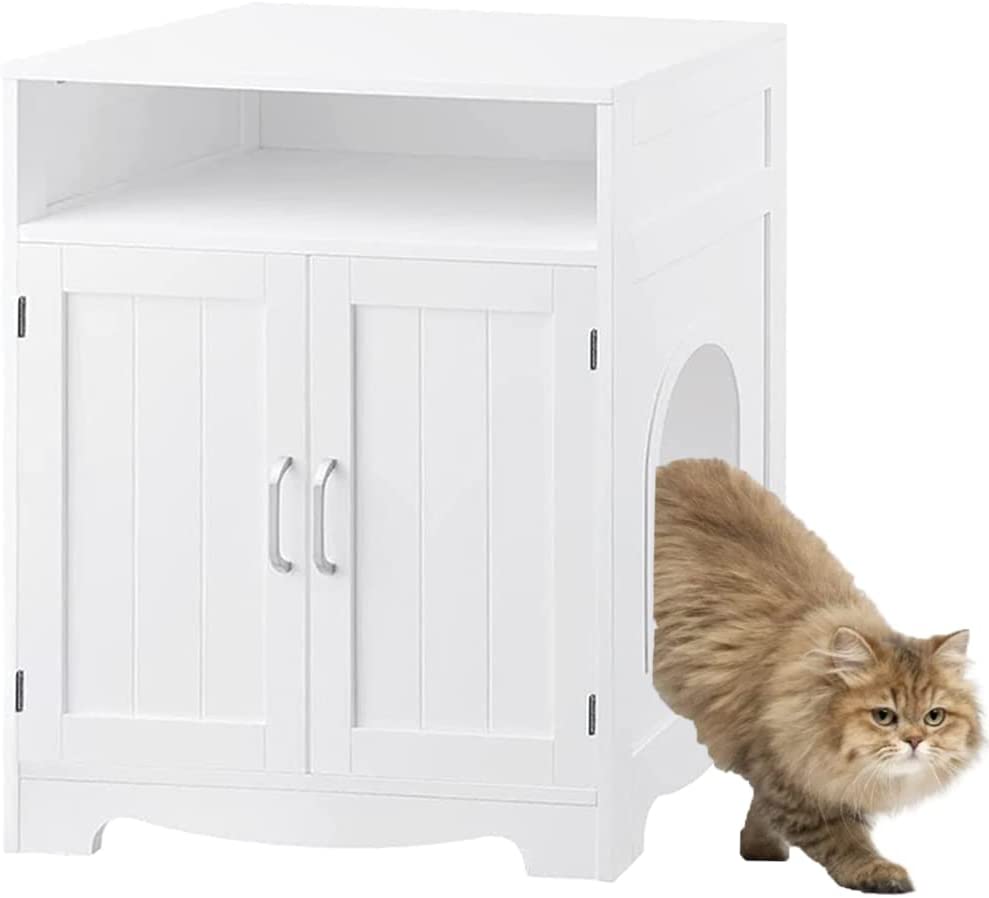 Picture of beeNbkks EV1005 Cat Litter Box Enclosure with Storage&#44; White