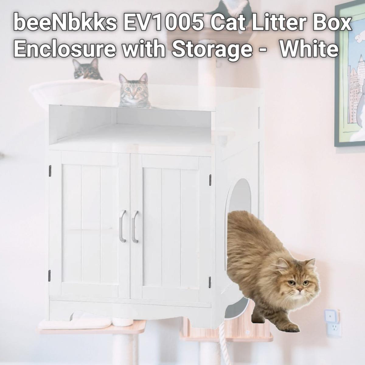 Picture of beeNbkks EV1005 Cat Litter Box Enclosure with Storage -  White