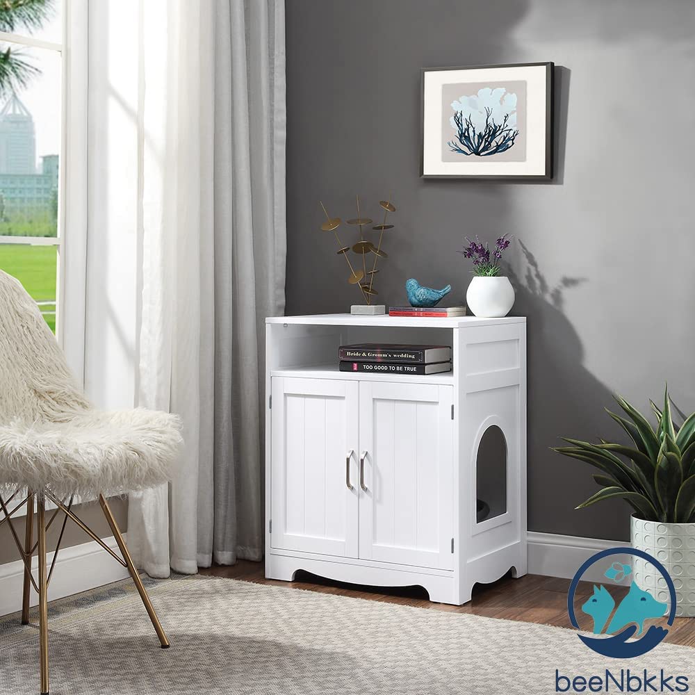 Picture of beeNbkks EV1005 Cat Litter Box Enclosure with Storage -  White