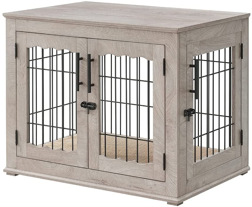 Picture of beeNbkks EV1009 Medium Wire Pet Crate with Cushion&#44; Weathered Grey