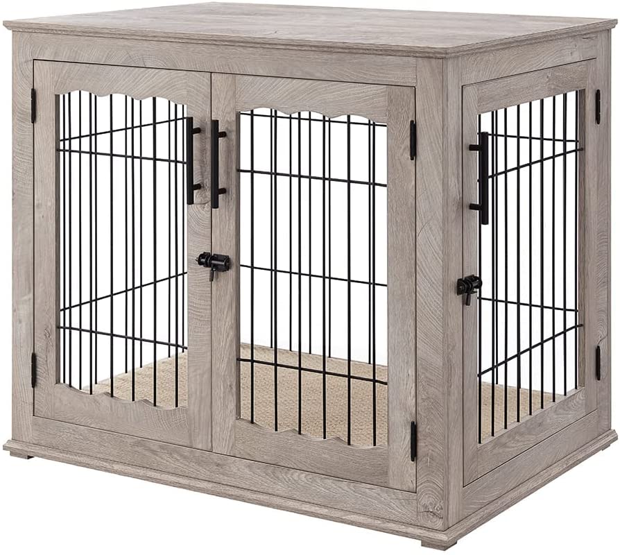 Picture of beeNbkks EV1010 Large Wire Pet Crate with Cushion -  Weathered Grey