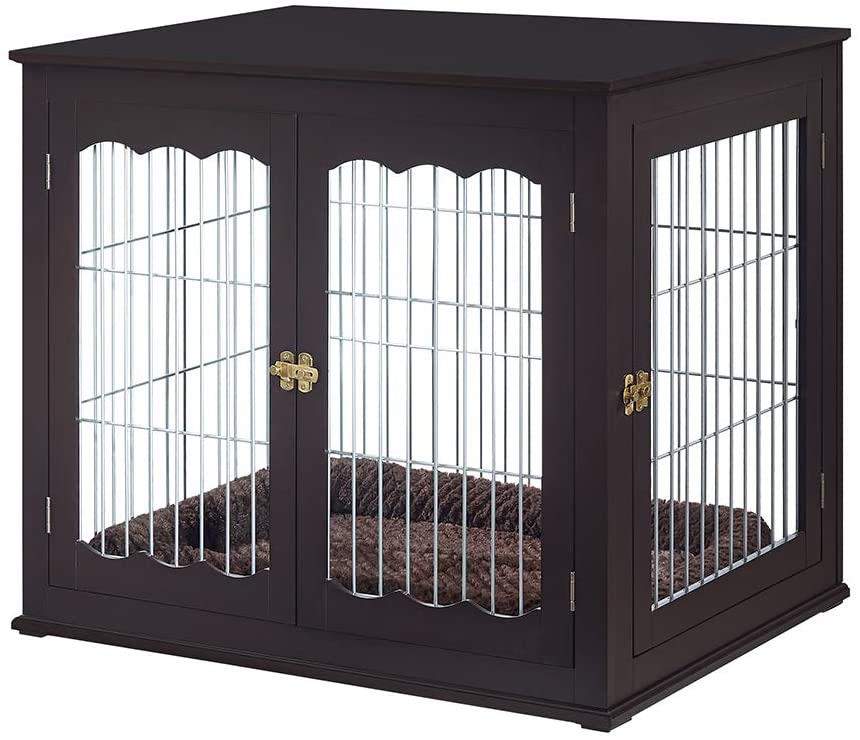 Picture of UniPaws UH5071 Large Wire Pet Crate with Cushion -  Espresso