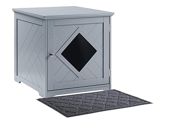 Picture of UniPaws UH5077 Cat Litter Box Enclosure with Mat&#44; Gray