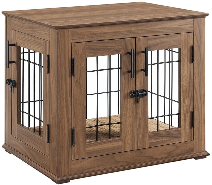 Picture of beeNbkks EV1024 Small Wire Pet Crate with Cushion&#44; Walnut