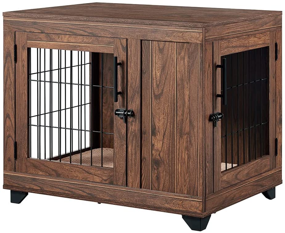 Picture of beeNbkks EV1021 Medium Pet Crate with Cushion & Feet&#44; Walnut