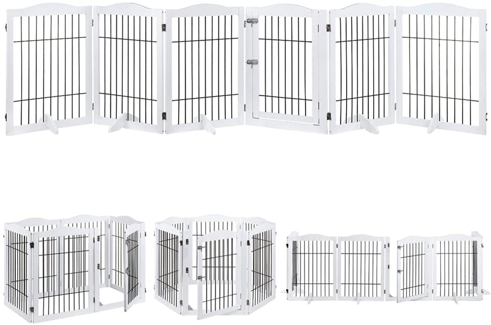 Picture of beeNbkks EV1019 6 Panels Pet Gate with Play Pen&#44; White